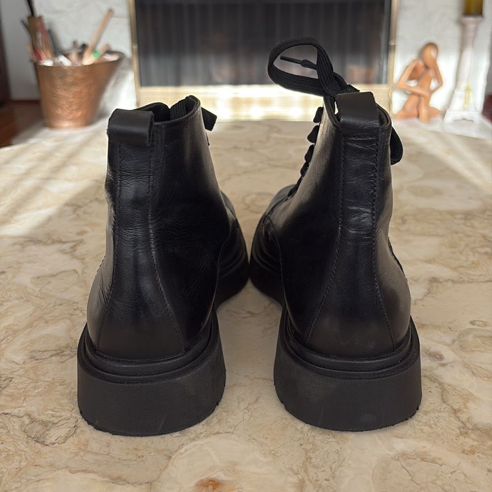 Zara Vegan Leather Chunky Lace Up Boots - Picture 9 of 12